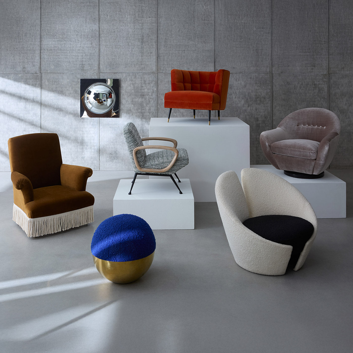 Bonaparte Chair with Alphaville Tuffet - styled view