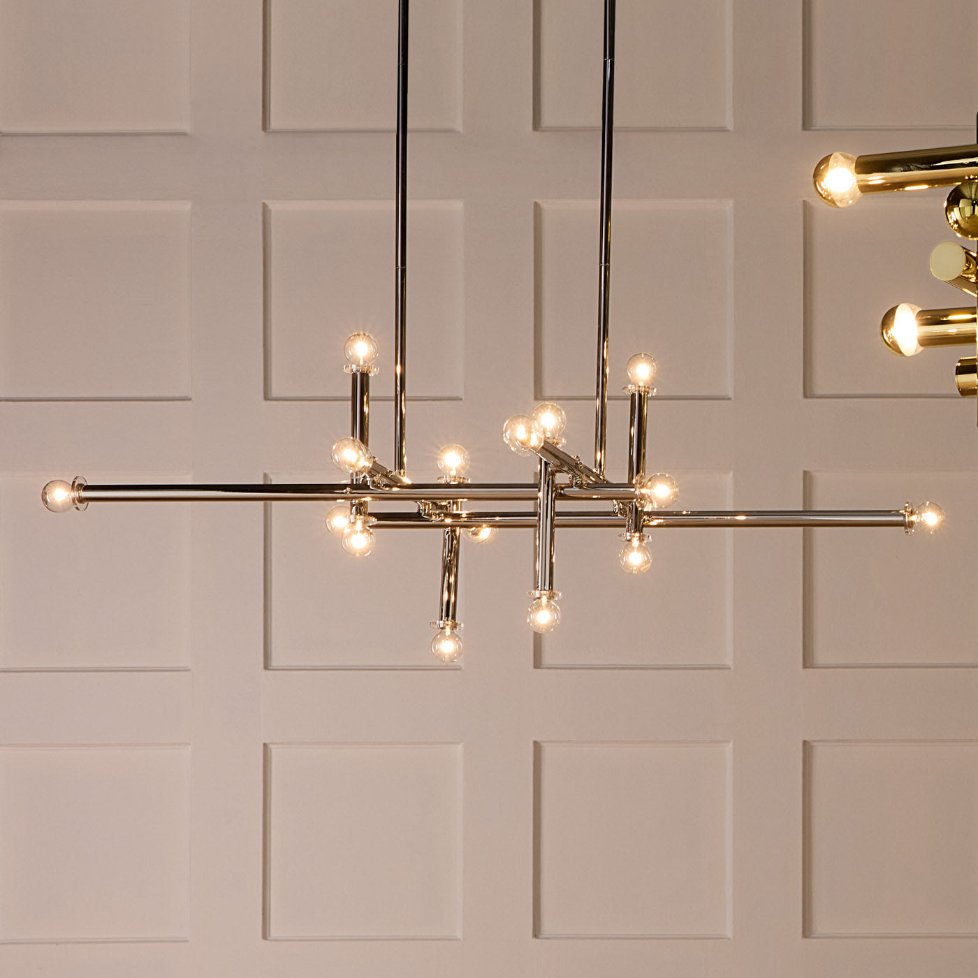 milano linear chandelier nickel styled view