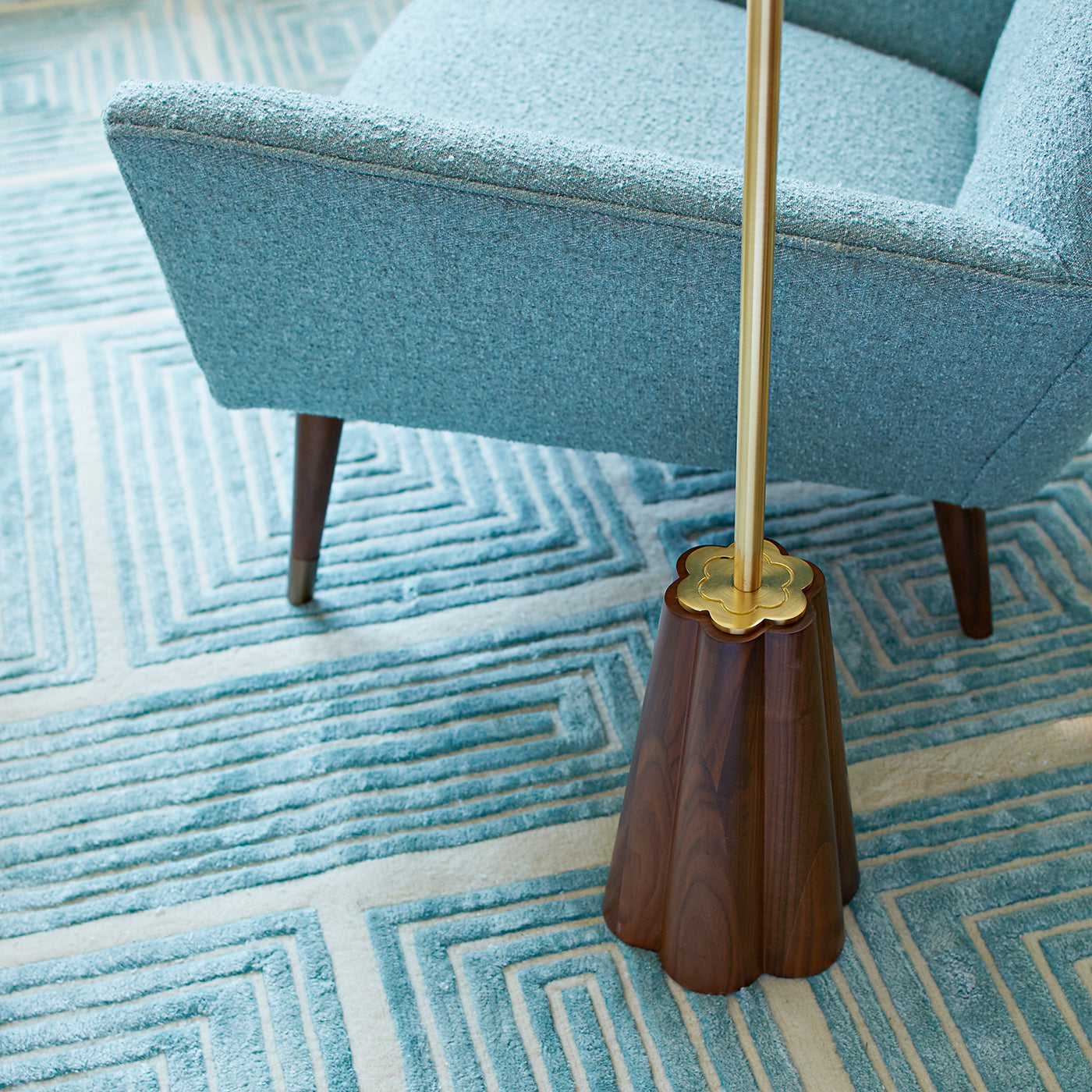 blocks hand-knotted rug - detail styled view