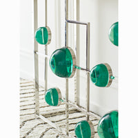 globo fretwork console marble top nickel frame emerald acrylic globes - angle view