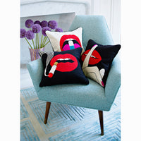 lips needlepoint pillow collection - styled view 1