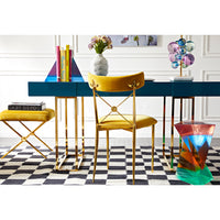 rider x-bench rialto gold rider dining chair caine desk home office - styled view