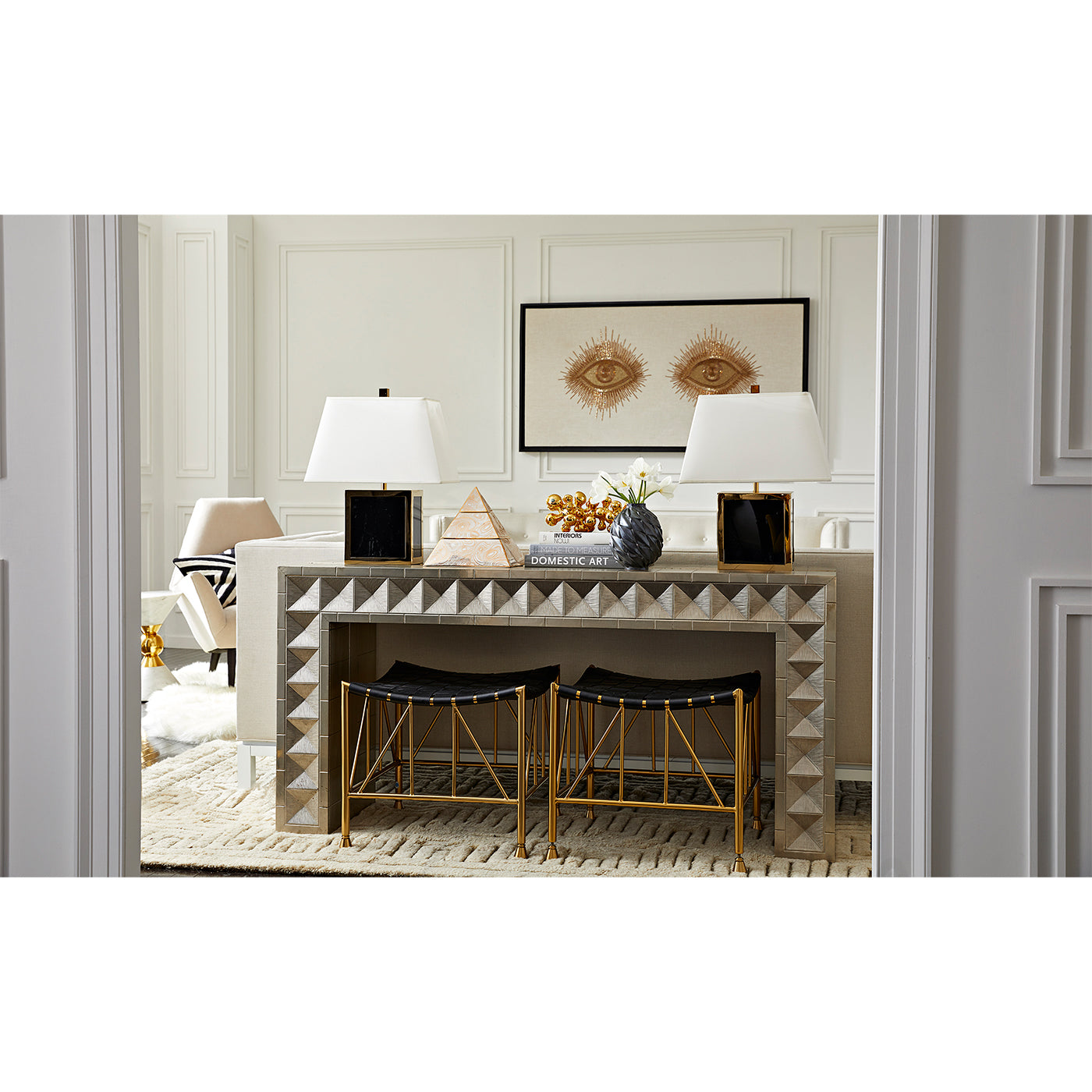 eyes beaded wall art talitha credenza - styled view