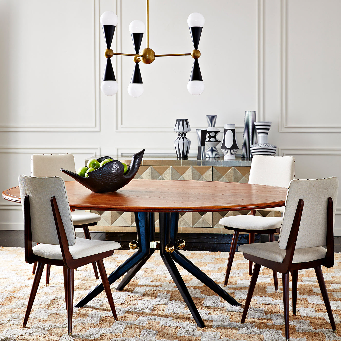 caracas six-light chandelier trocadero dining table camille