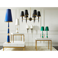 versailles sconce with fabric shade green brass - styled view