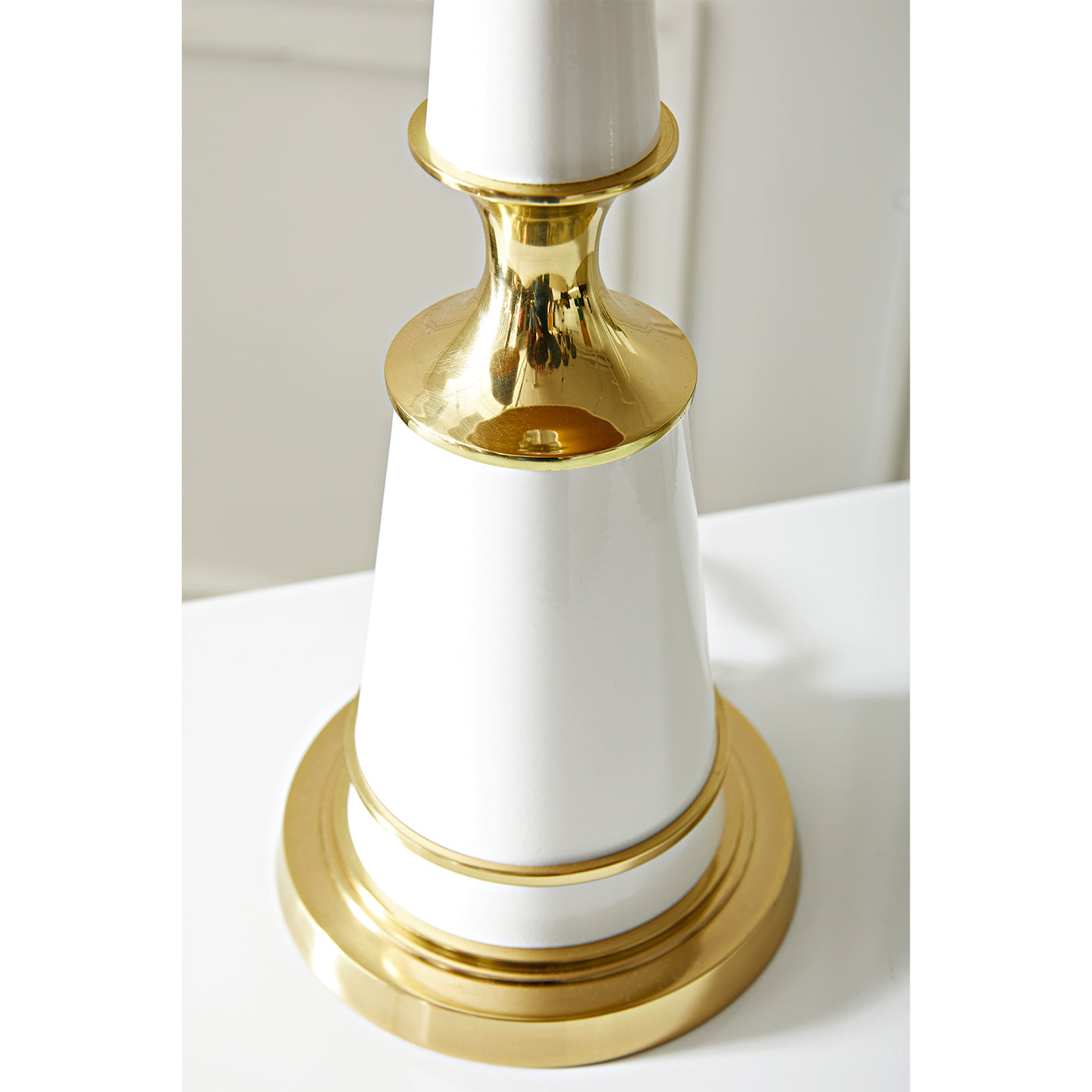 versailles buffet lamp with painted shade white brass - detail styled view