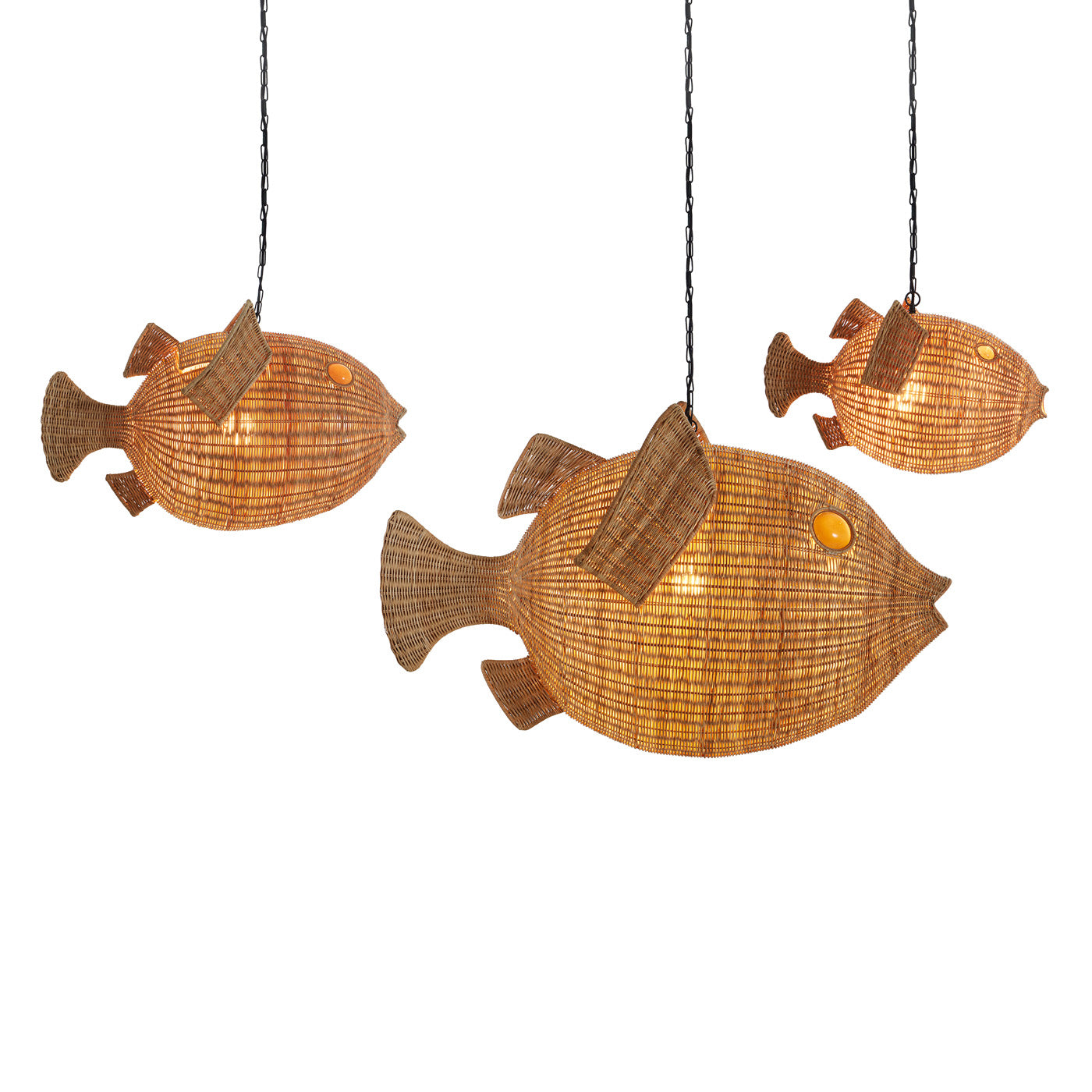 Wicker Blowfish Large Pendant