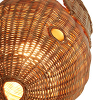 Wicker Blow Fish Pendant Small - light on group view