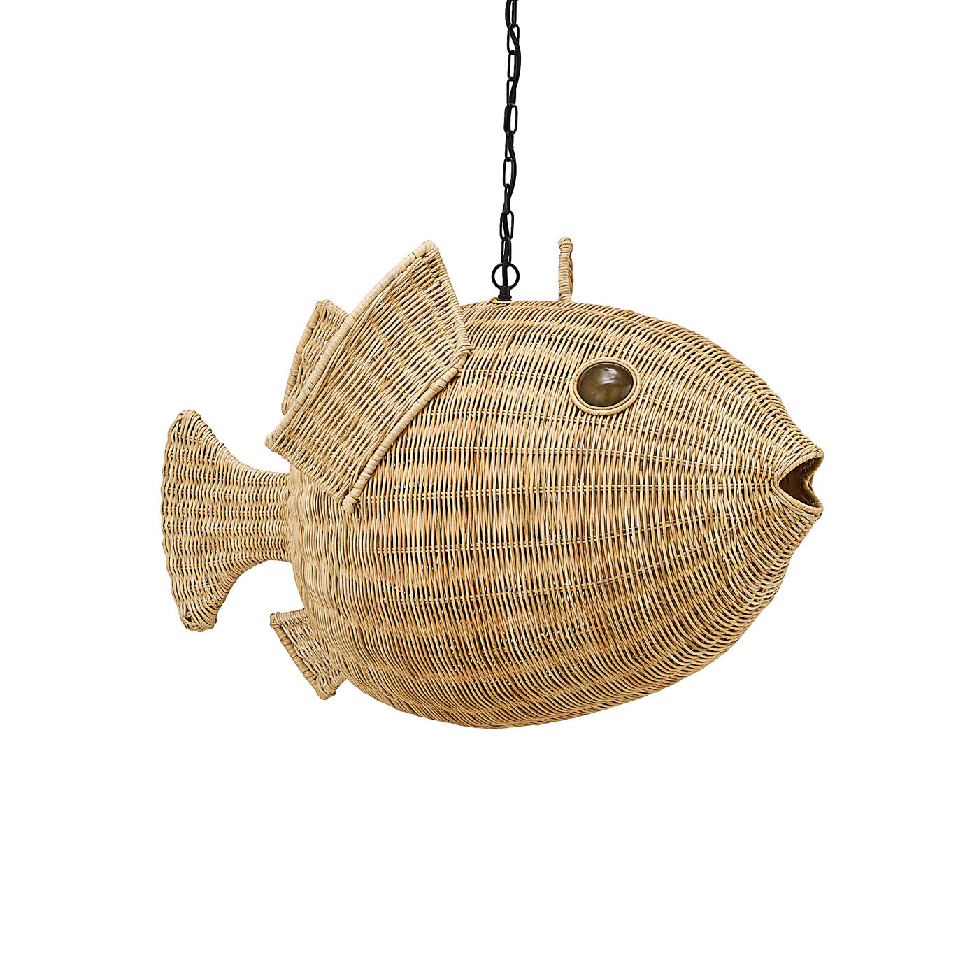 Wicker Blow Fish Pendant Medium - details view