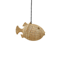 Wicker Blow Fish Pendant Small - styled view