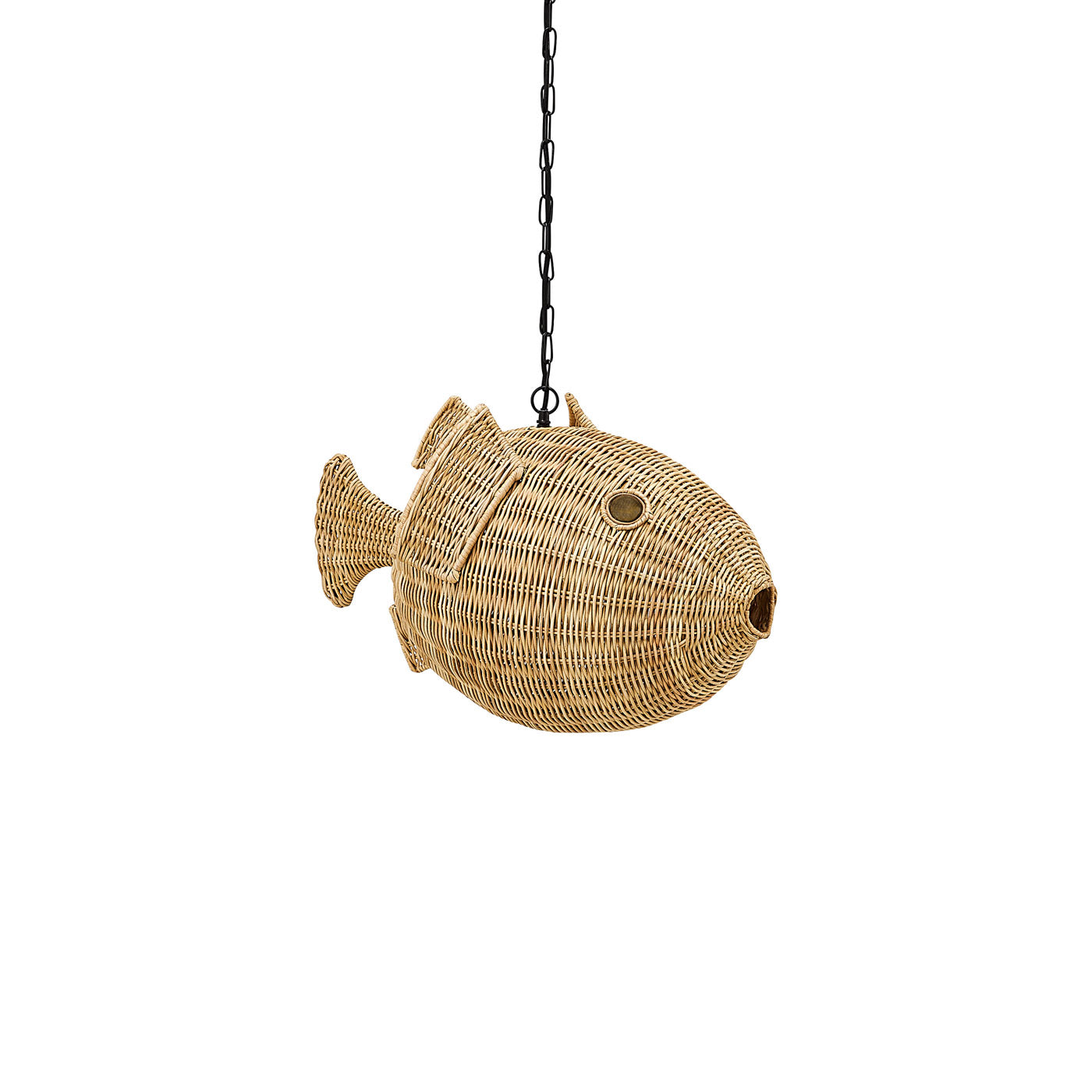 Wicker Blow Fish Pendant Small - details view