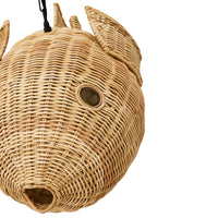 Wicker Blow Fish Pendant Collection - group front view