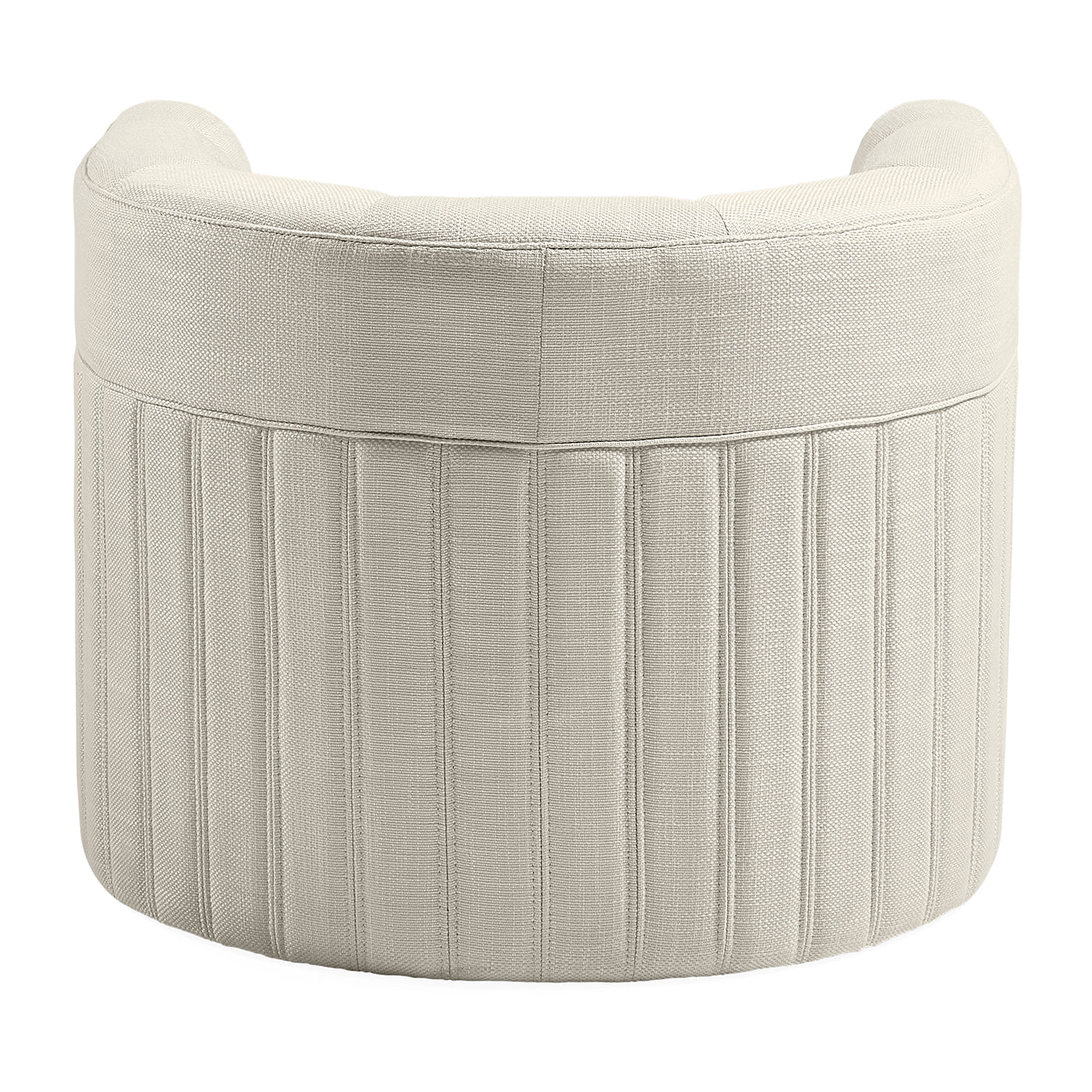 Round ottoman with striped pattern on a white background