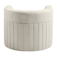 Round ottoman with striped pattern on a white background