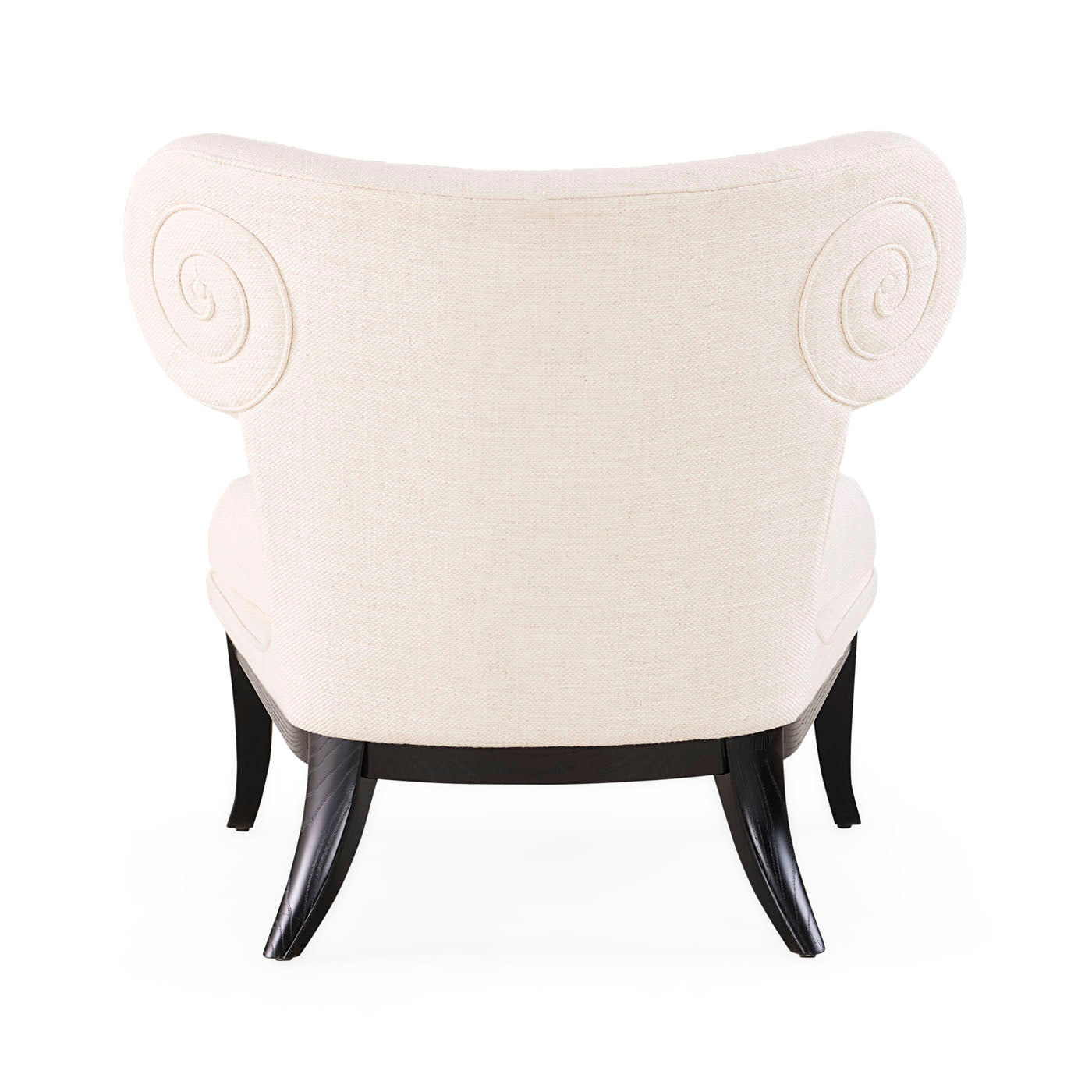 Decorative armchair with spiral patterns on a white background
