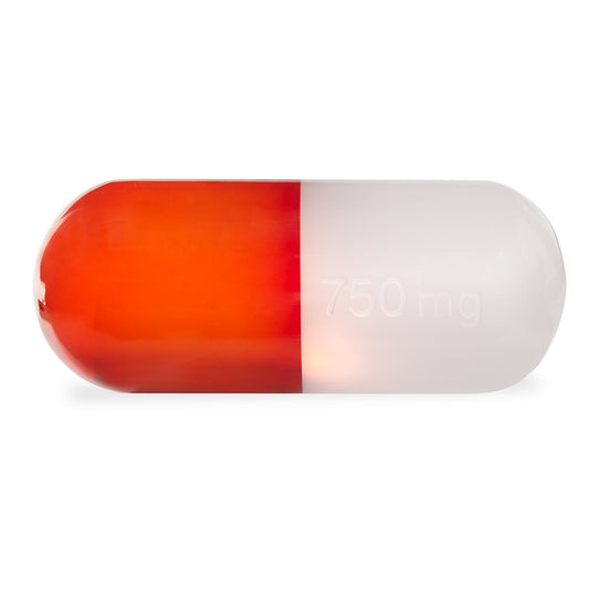 acrylic pill small red - front view
