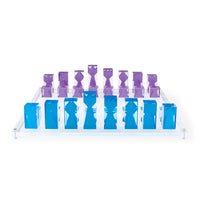 acrylic chess set blue and purple - front view