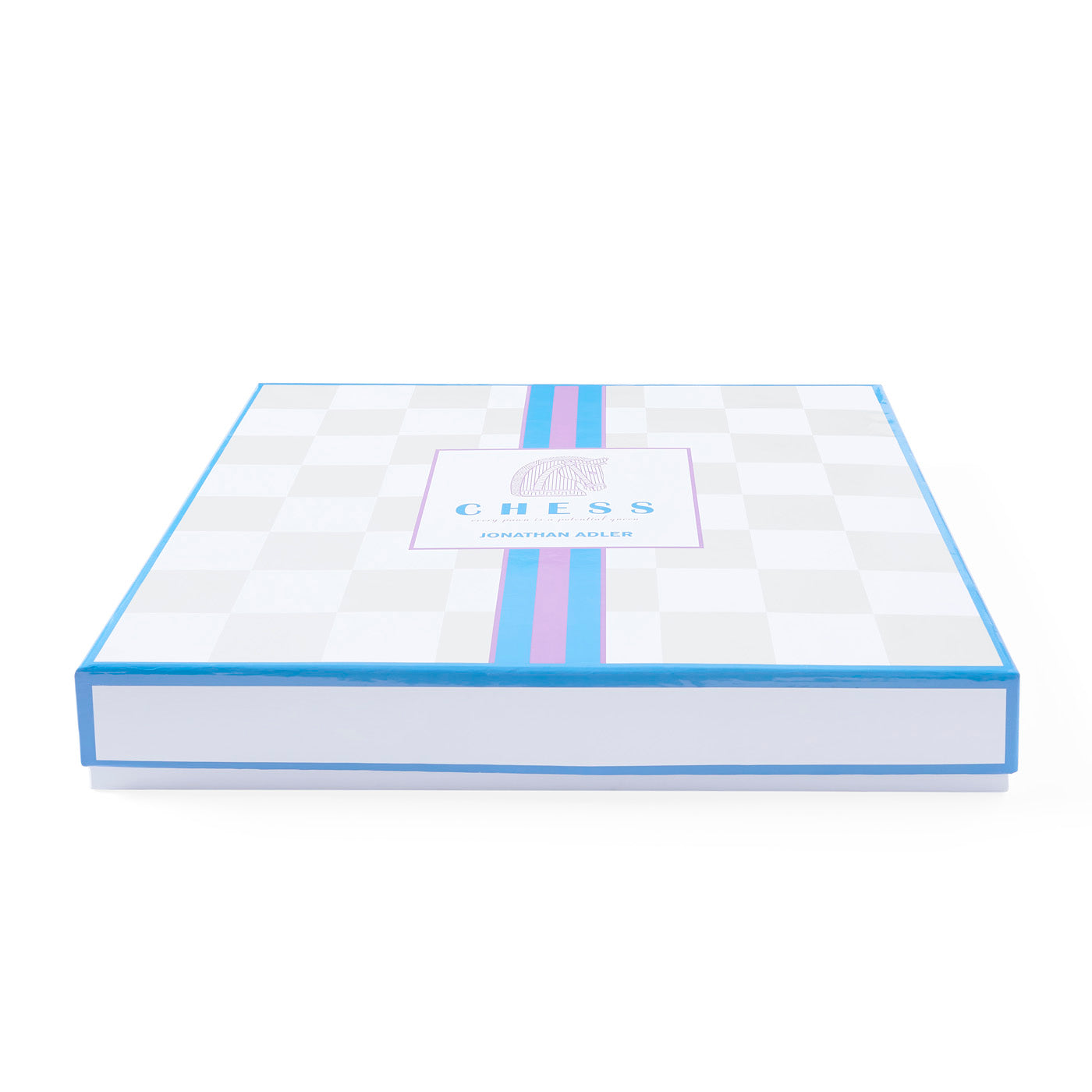 acrylic chess set blue and purple box - front view