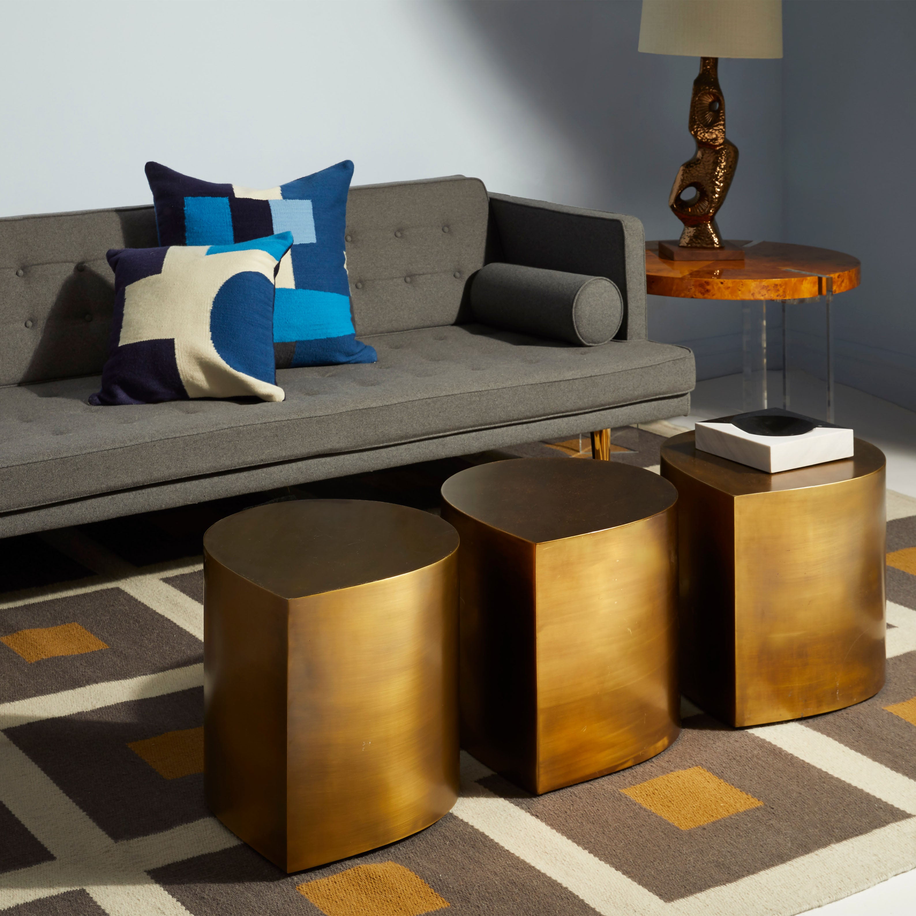 Alexander Sofa Brass Teardrops