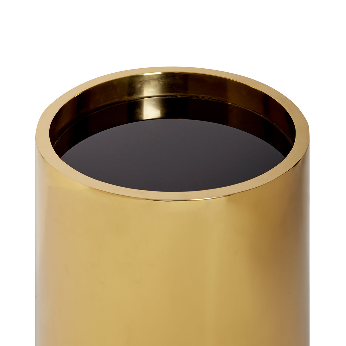 alphaville accent table black mirror top honed brass - detail view