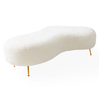 amorphic cocktail ottoman shearling white brass feet - back view