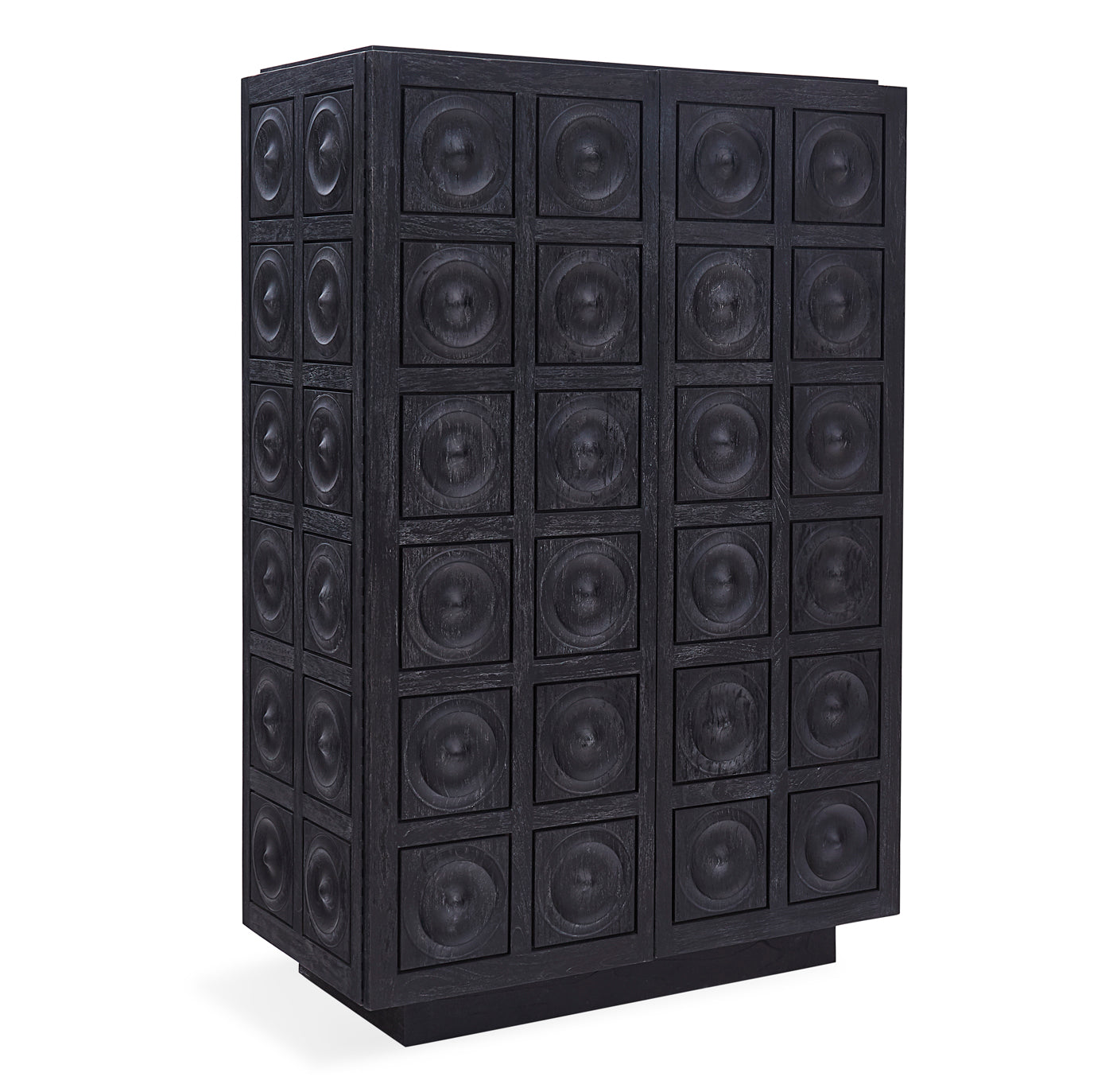 antwerp circles cabinet ebonized limed mindi wood circle tiles - side view