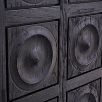 antwerp circles cabinet ebonized limed mindi wood circle tiles - open front view