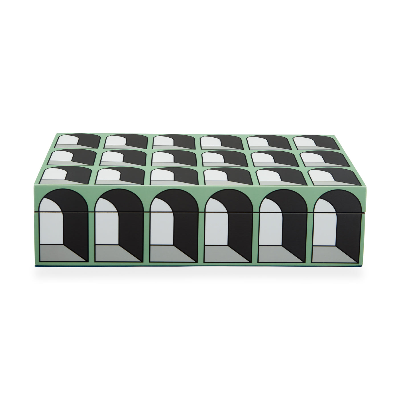 large arcade lacquer box green - front view