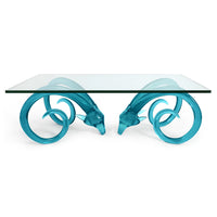 aries cocktail table acrylic celadon green - front view