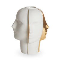 atlas split vase porcelain white accent gold - front view