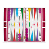 checkerboard backgammon set lacquer multicolor open - top view