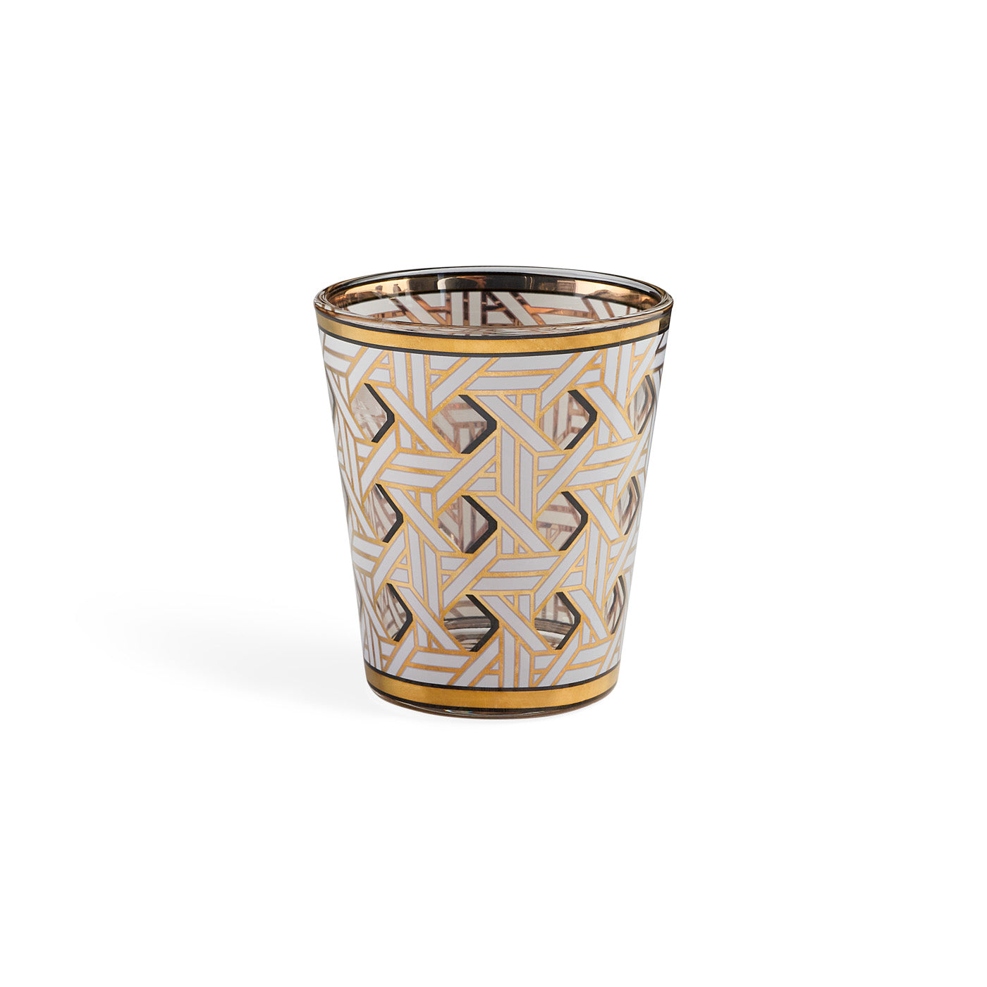 Basketweave Glassware Set in Glass with Gold Accents | Jonathan Adler