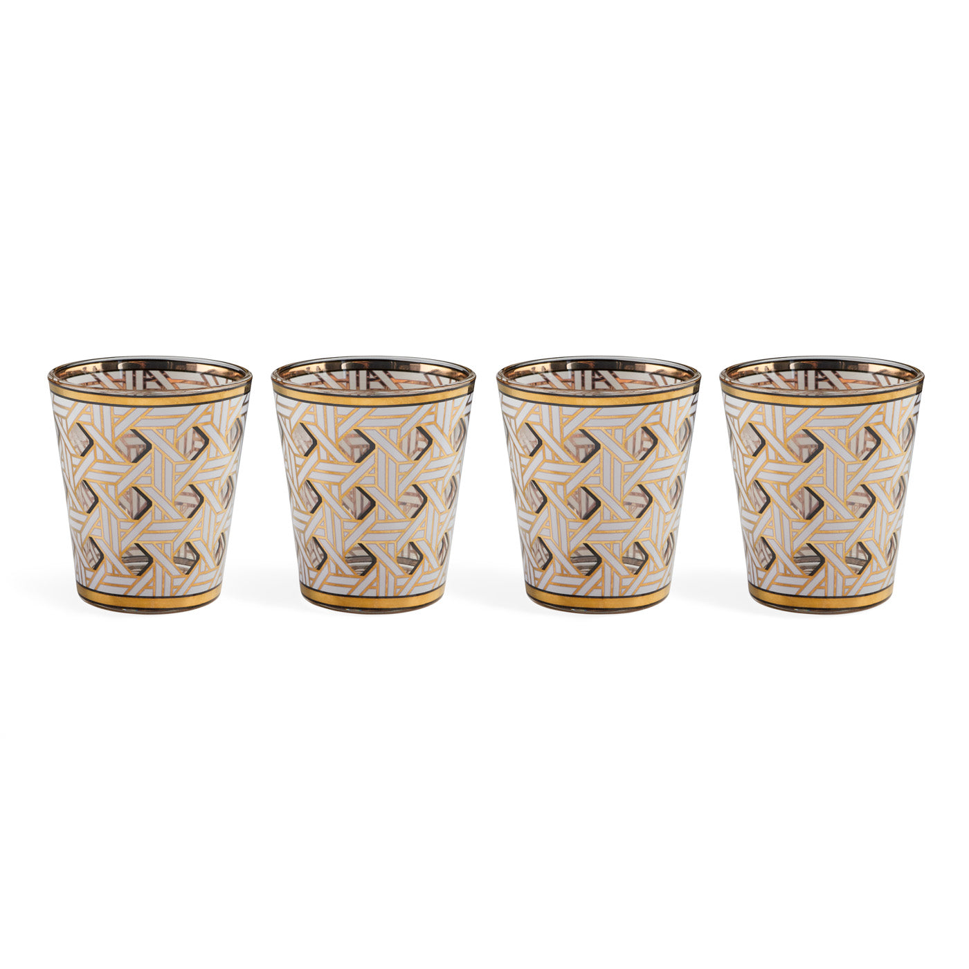 Basketweave Glassware Set in Glass with Gold Accents | Jonathan Adler