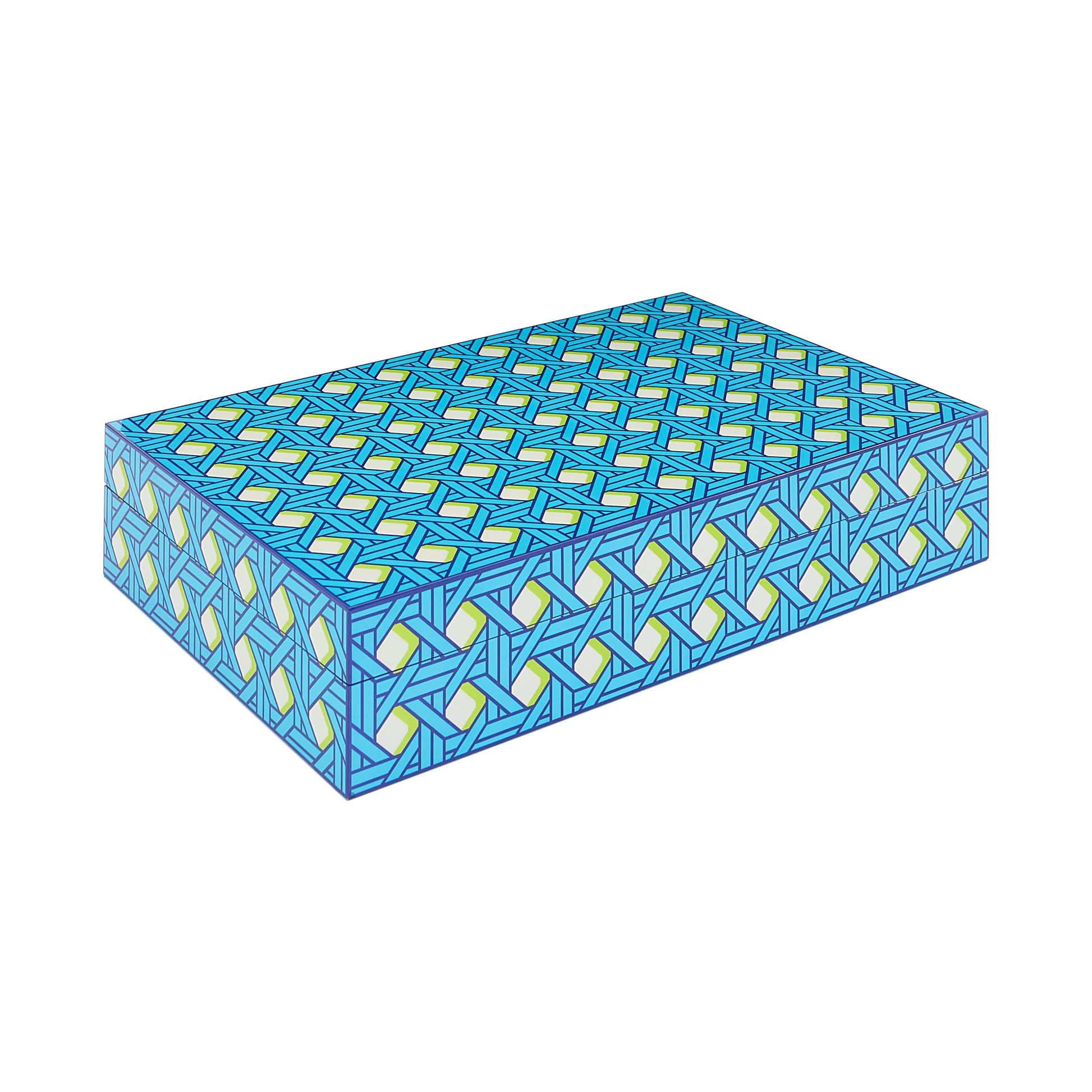 Basketweave Mahjong Set - Closed Box Angle