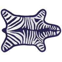 reversible zebra bathmat navy - front view
