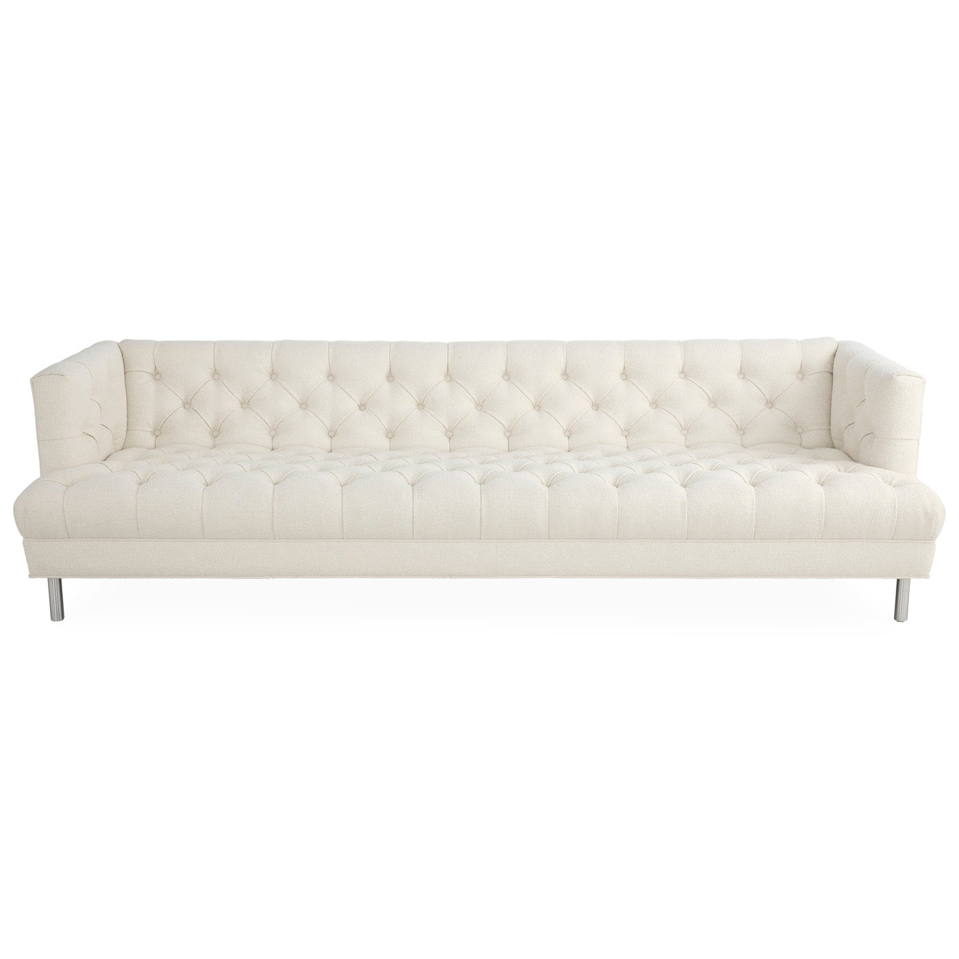 baxter deep t arm grand sofa serpette ivory boucle aluminum legs - front view