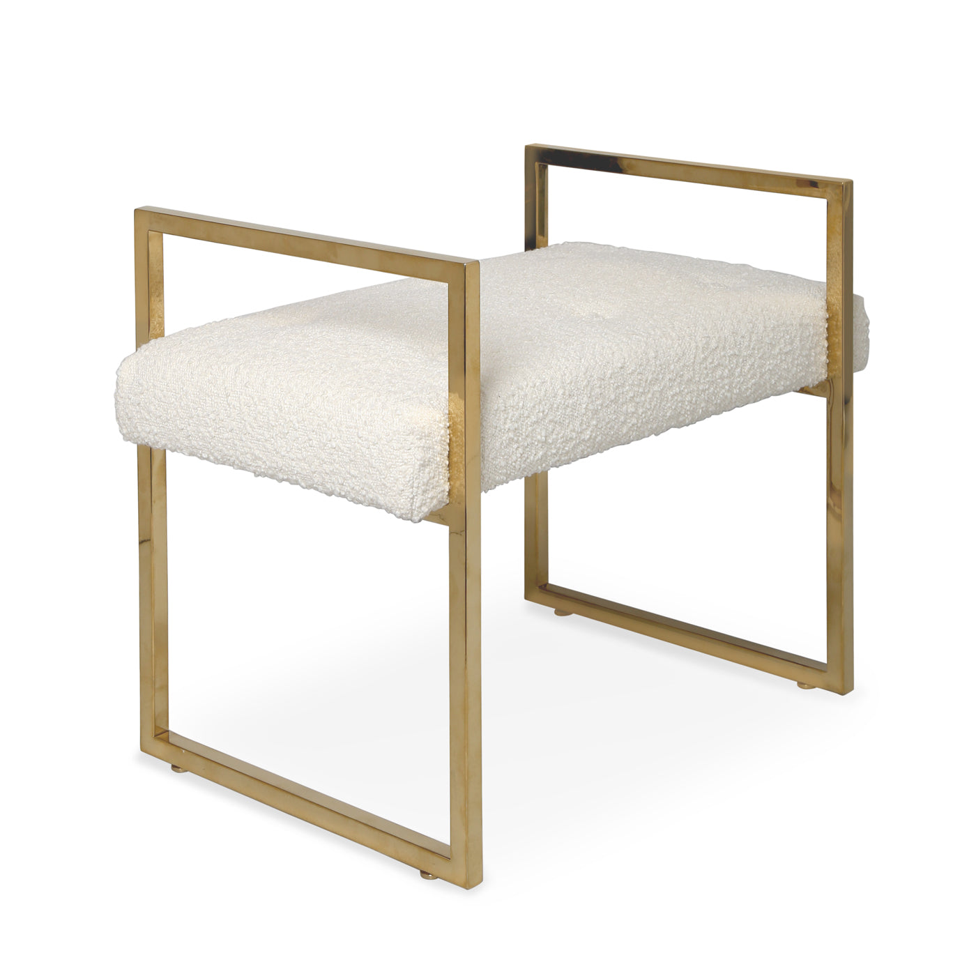 beaumont bench olympus ivory boucle brass frame - angle view
