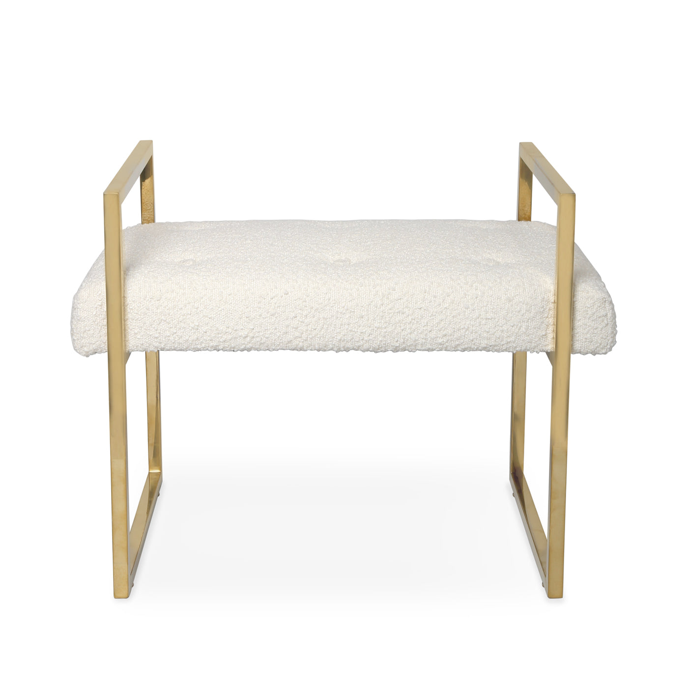 beaumont bench olympus ivory boucle brass frame - front view