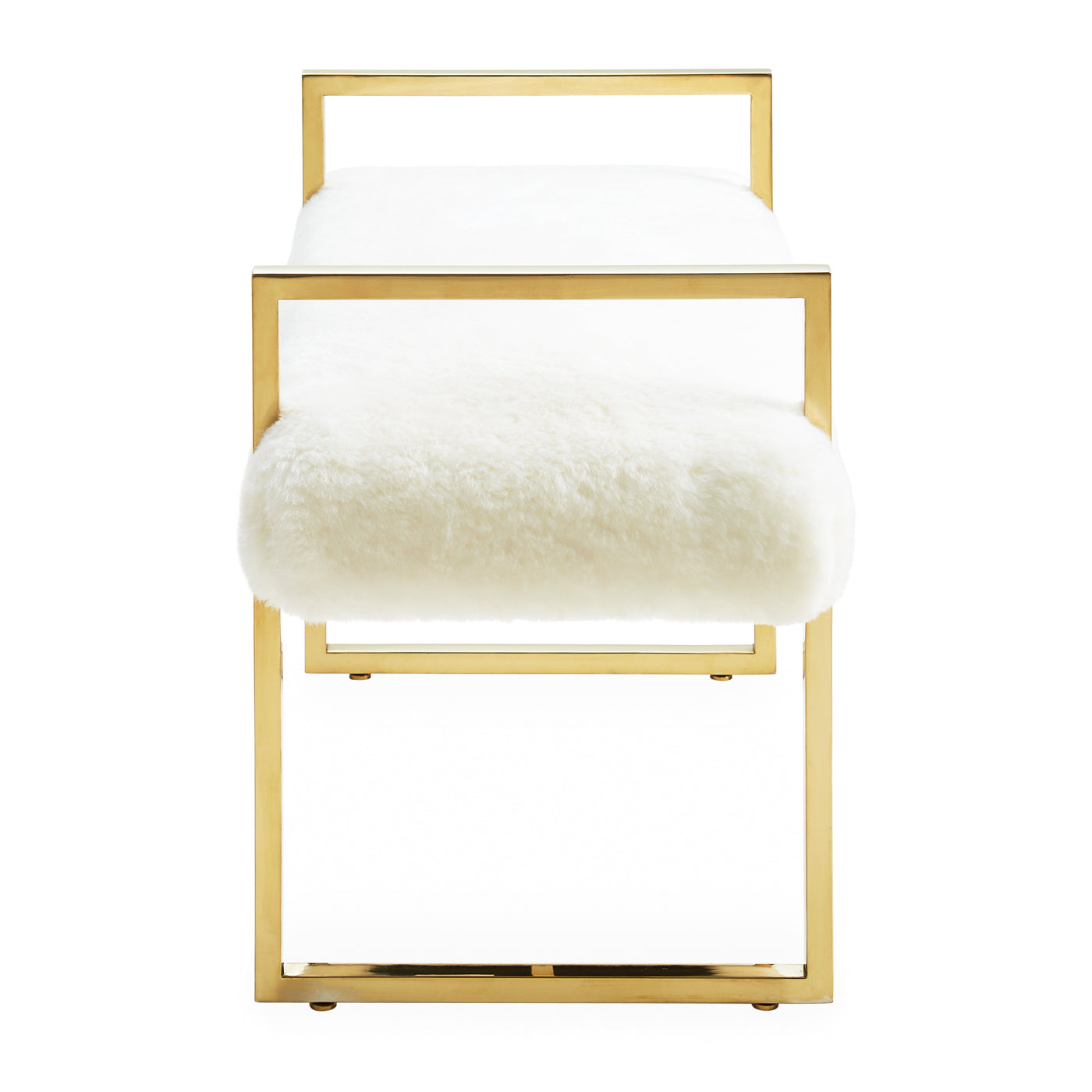 beaumont bench shearling brass frame - side view