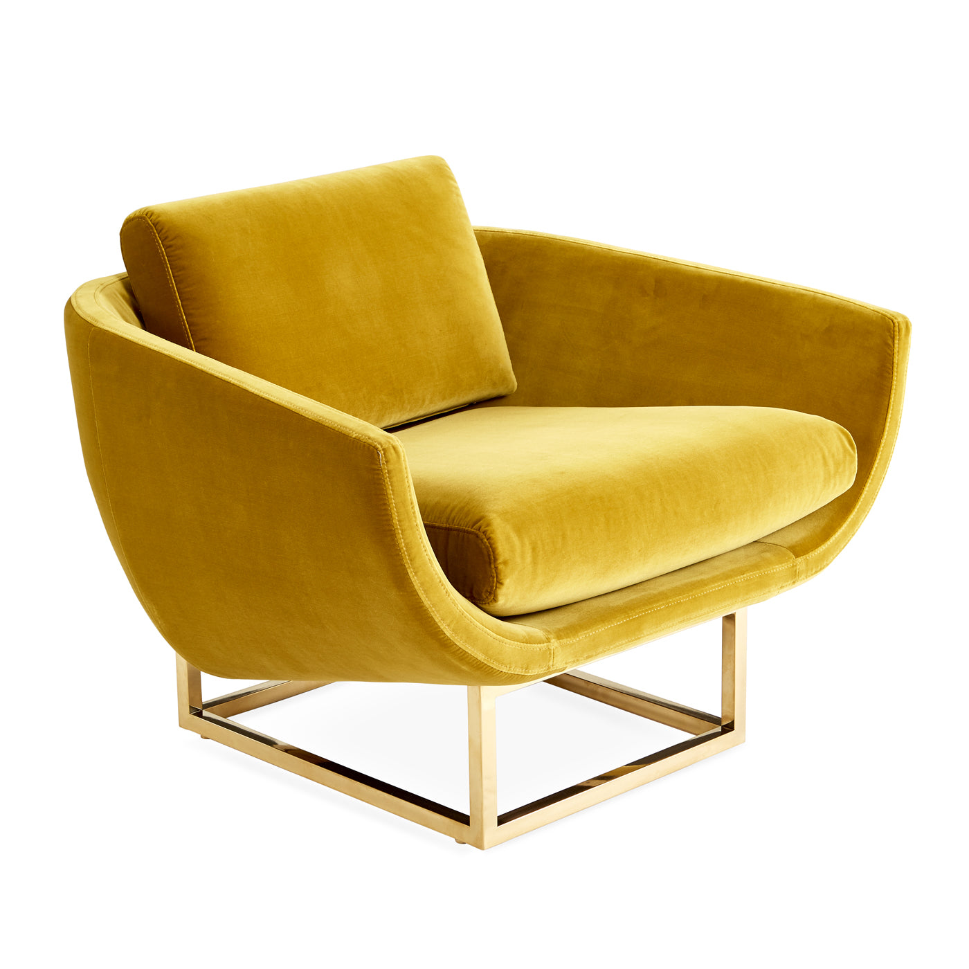 beaumont lounge chair varese lichen gold velvet frame brass - angle view
