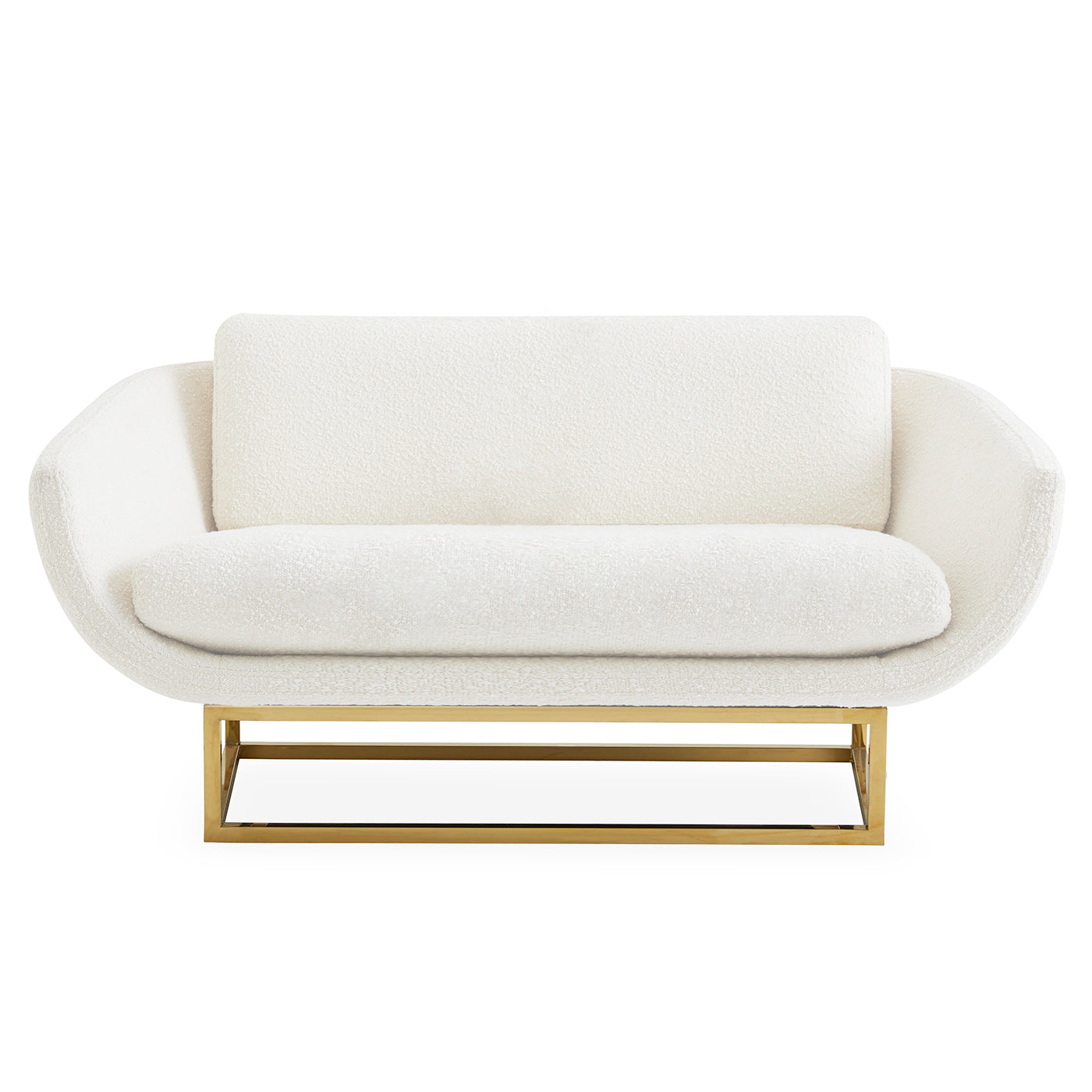beaumont settee olympus oatmeal boucle - front view