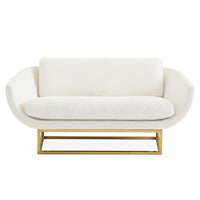 beaumont settee olympus oatmeal boucle - front view