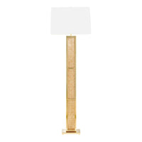 bellport floor lamp caine rattan brass accents - front view