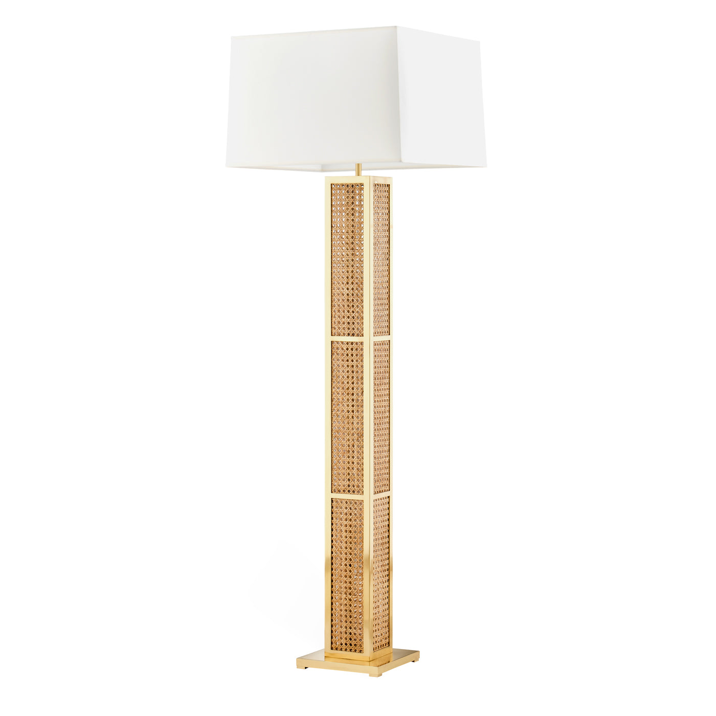 bellport floor lamp caine rattan brass accents - angle view