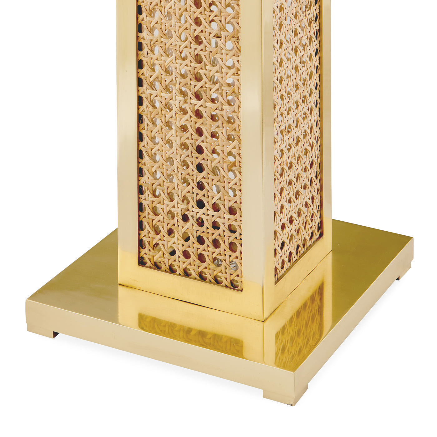 bellport floor lamp caine rattan brass accents - detail view