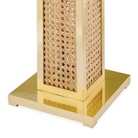 bellport floor lamp caine rattan brass accents - detail view