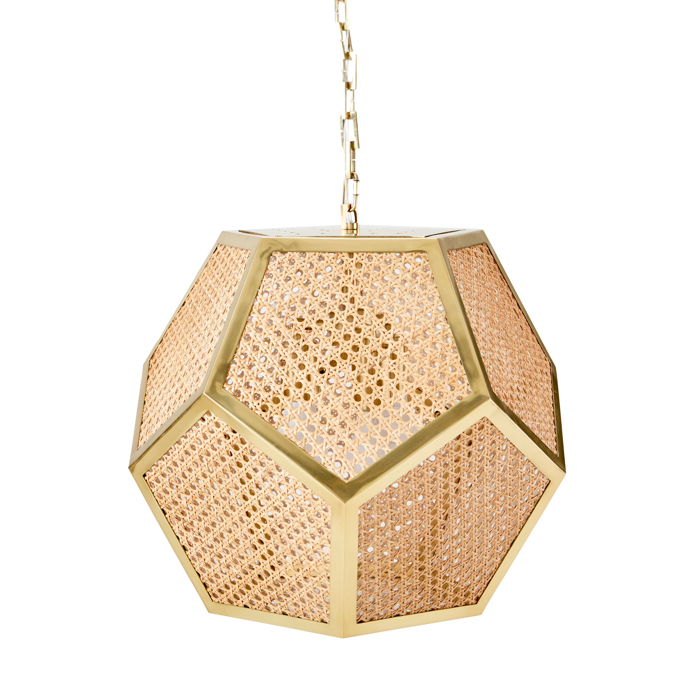 bellport pendant rattan brass - front view