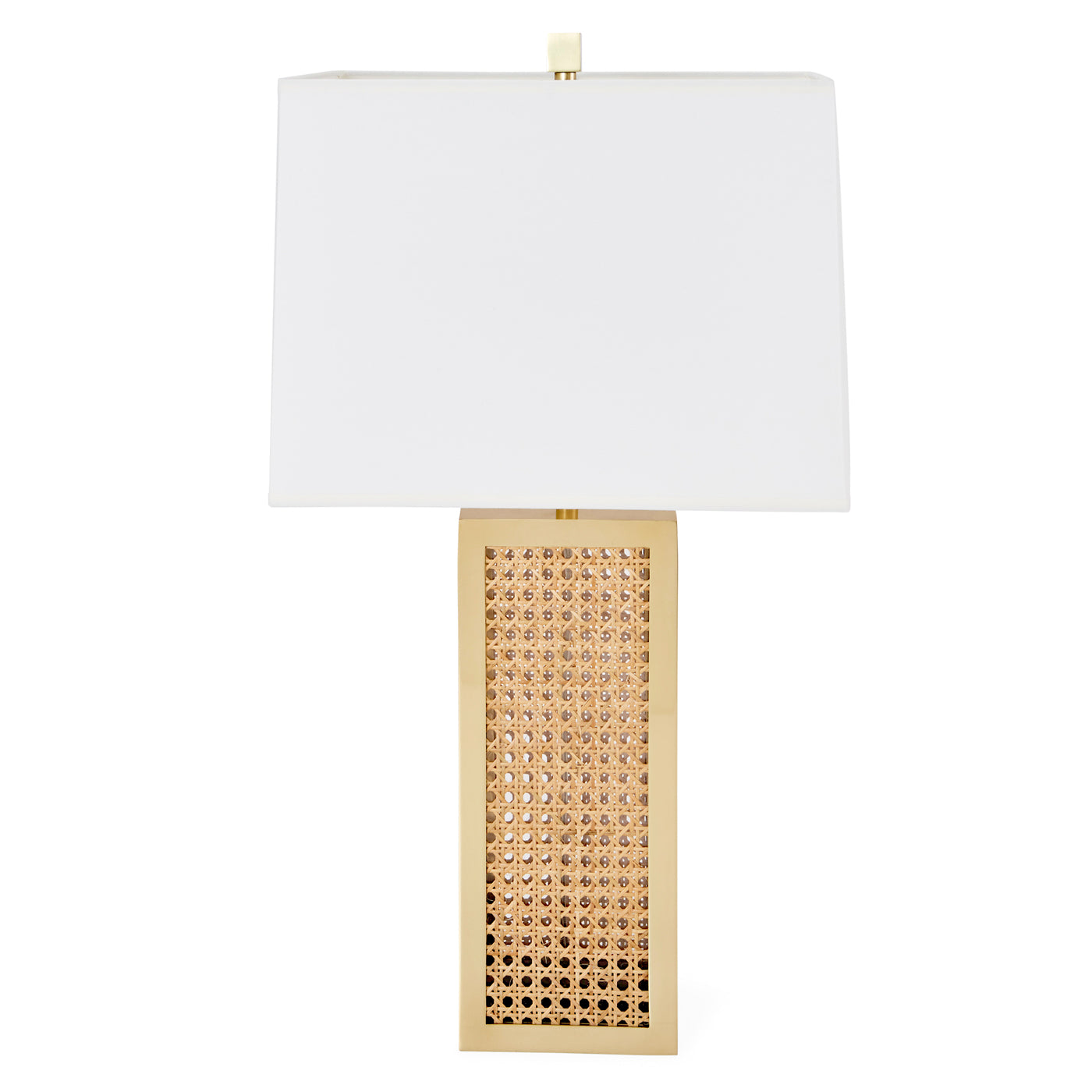 bellport table lamp rattan brass - front view