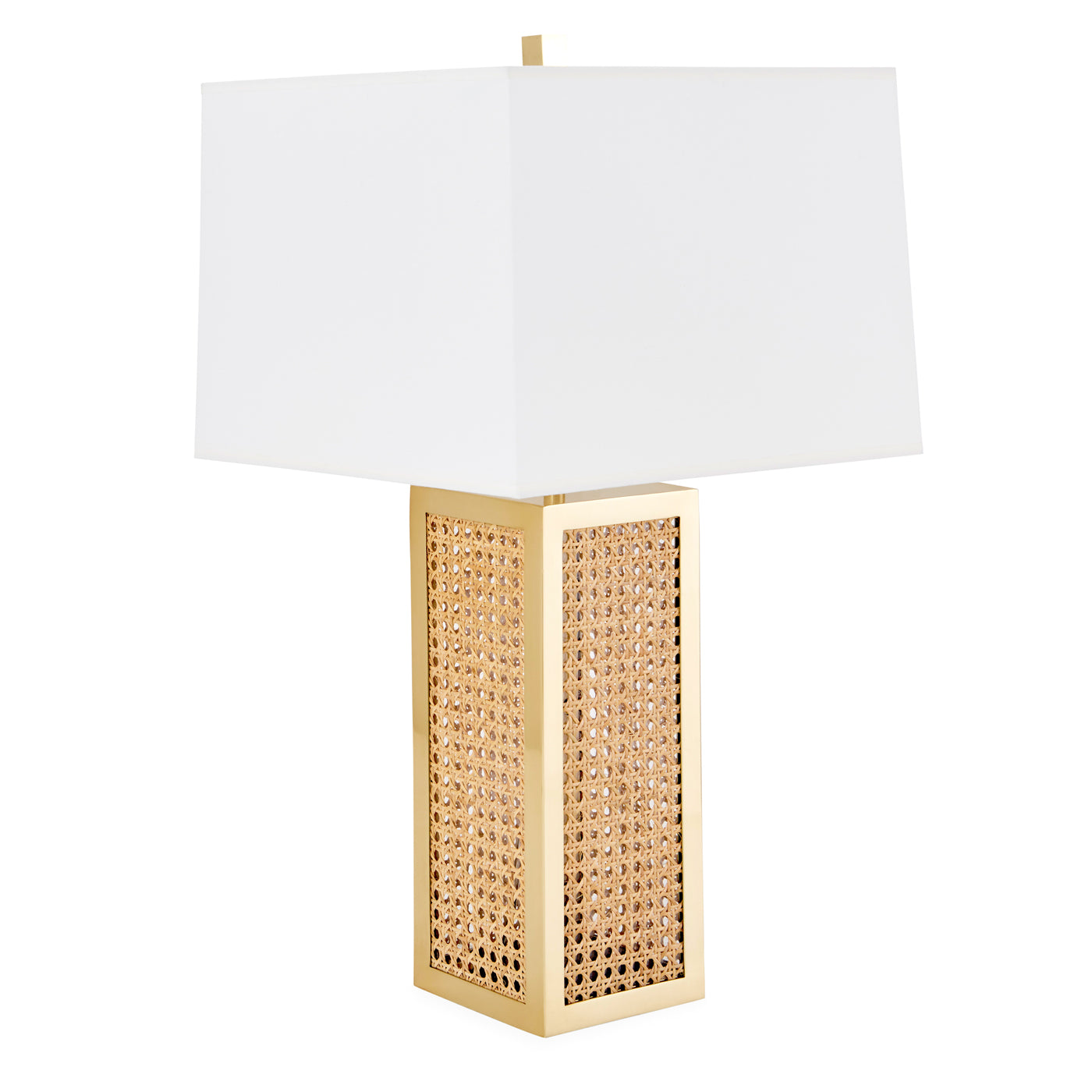 bellport table lamp rattan brass - angle view