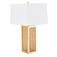 bellport table lamp rattan brass - angle view